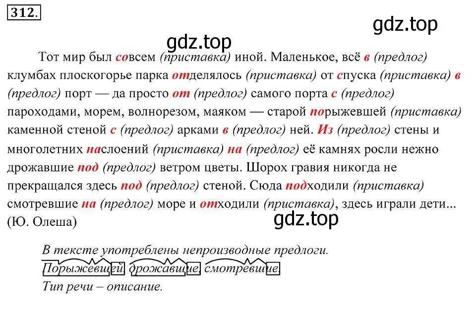 Решение 2. номер 312 (страница 119) гдз по русскому языку 7 класс Пименова, Еремеева, учебник