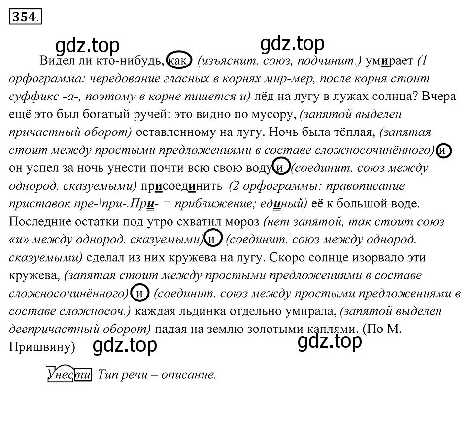 Решение 2. номер 354 (страница 135) гдз по русскому языку 7 класс Пименова, Еремеева, учебник