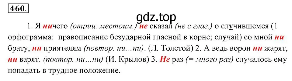 Решение 2. номер 460 (страница 175) гдз по русскому языку 7 класс Пименова, Еремеева, учебник