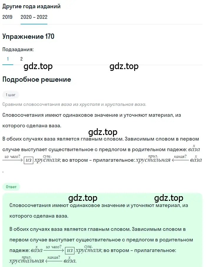 Решение номер 170 (страница 60) гдз по русскому языку 7 класс Разумовская, Львова, учебник