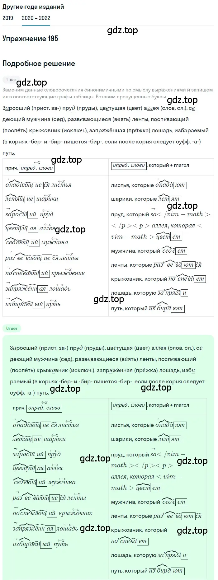 Решение номер 195 (страница 71) гдз по русскому языку 7 класс Разумовская, Львова, учебник