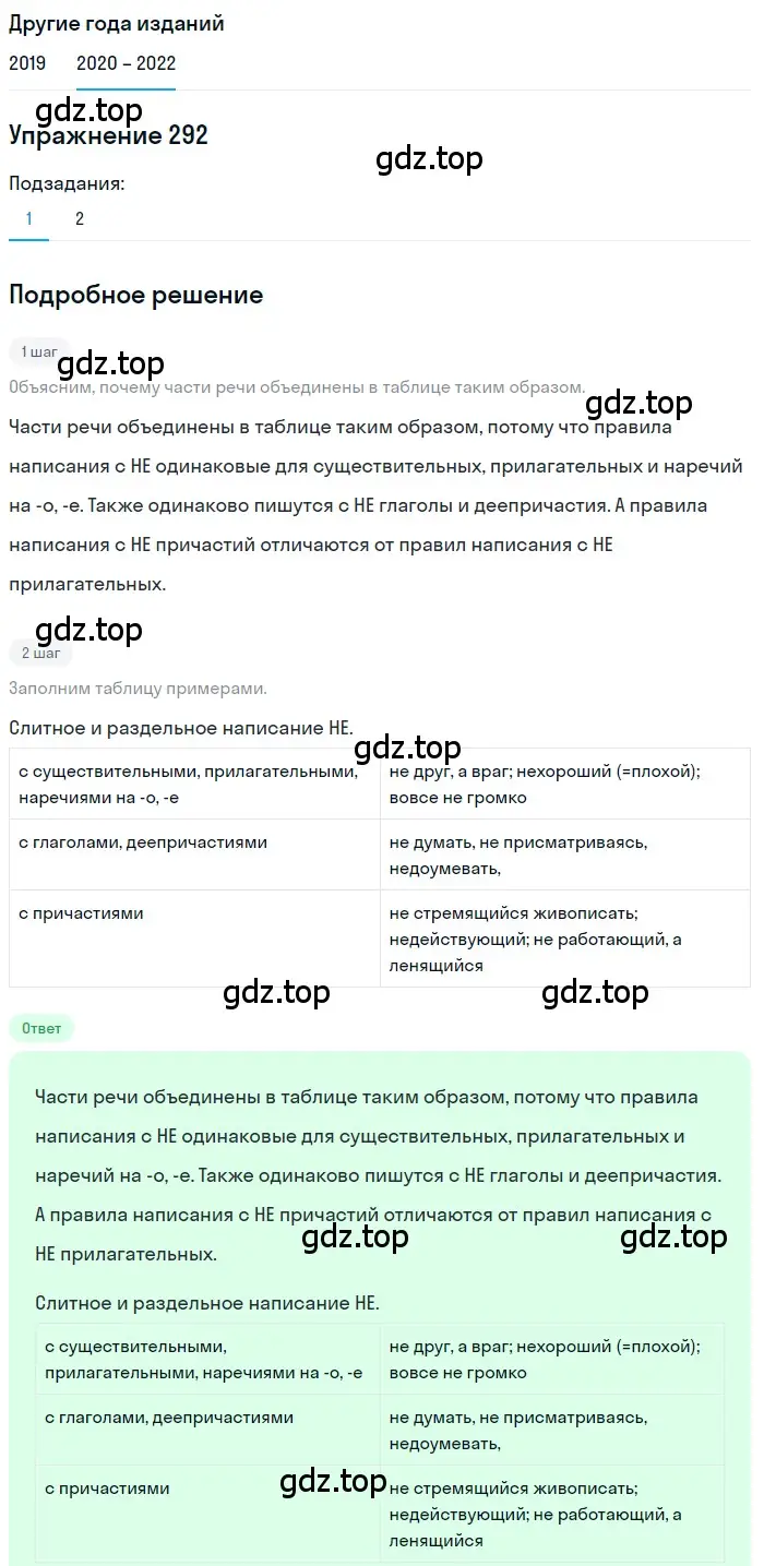 Решение номер 292 (страница 110) гдз по русскому языку 7 класс Разумовская, Львова, учебник