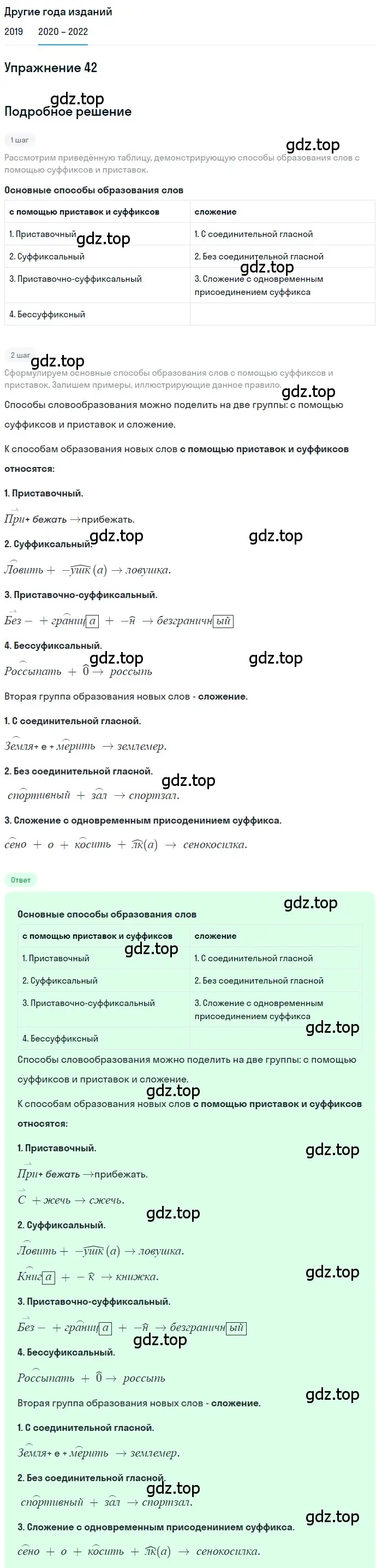 Решение номер 42 (страница 20) гдз по русскому языку 7 класс Разумовская, Львова, учебник