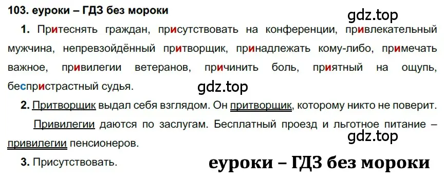 Решение 2. номер 103 (страница 39) гдз по русскому языку 7 класс Разумовская, Львова, учебник