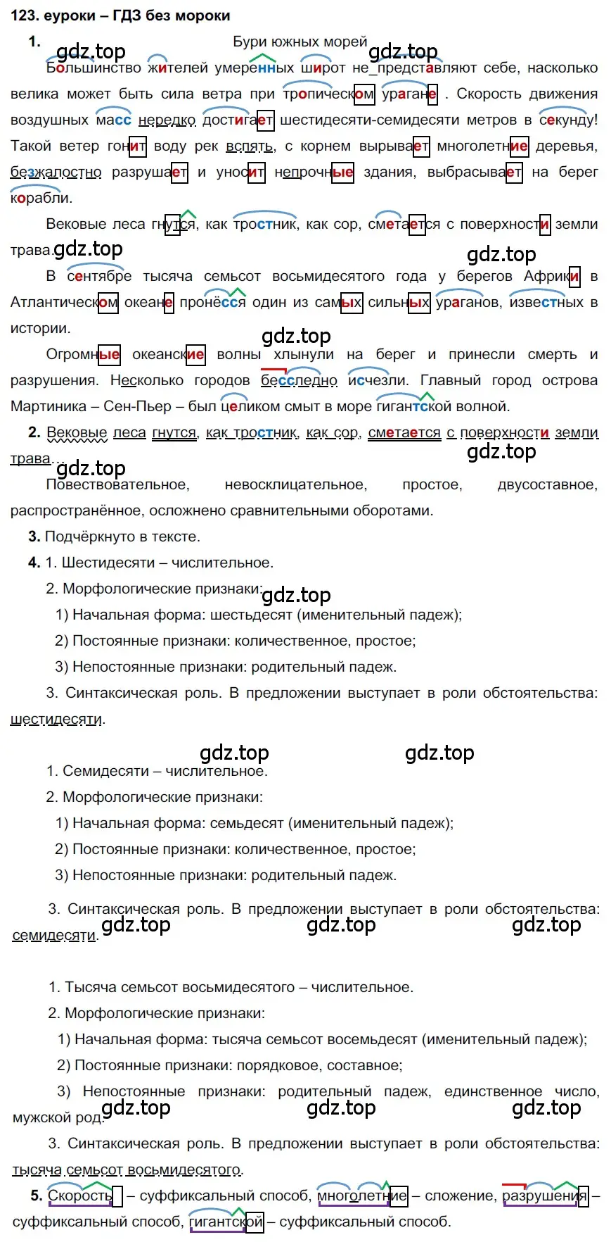 Решение 2. номер 123 (страница 45) гдз по русскому языку 7 класс Разумовская, Львова, учебник