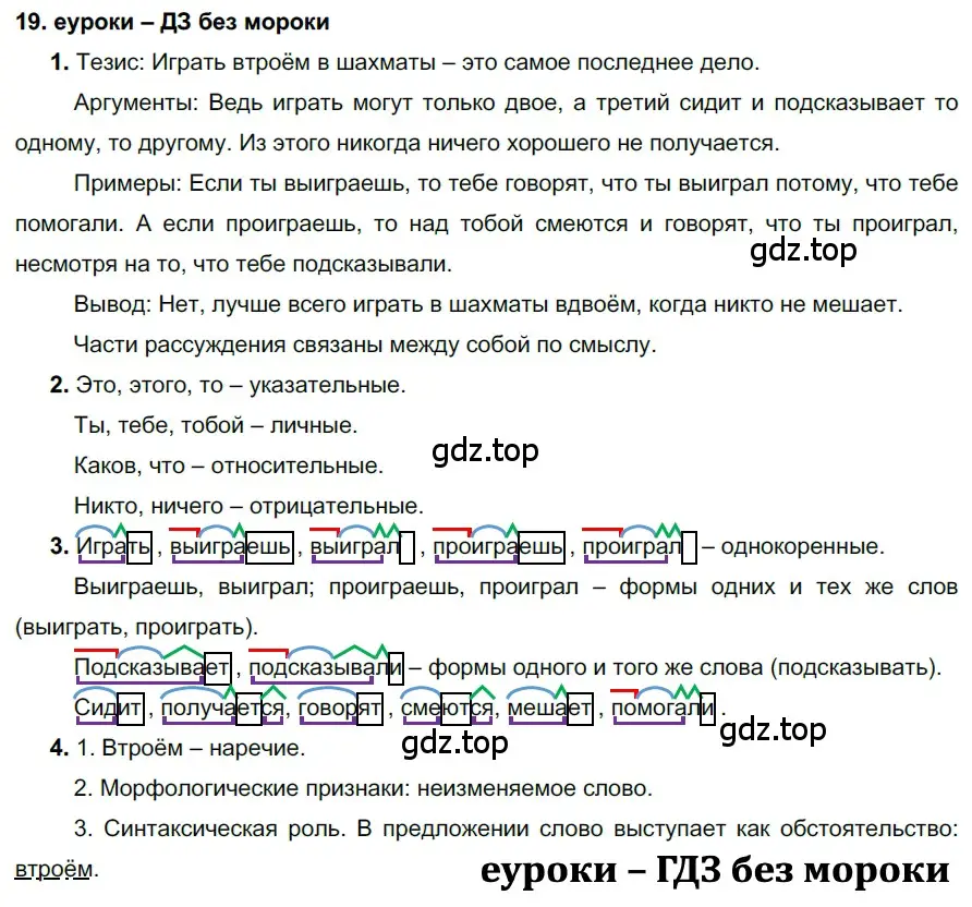 Решение 2. номер 19 (страница 13) гдз по русскому языку 7 класс Разумовская, Львова, учебник