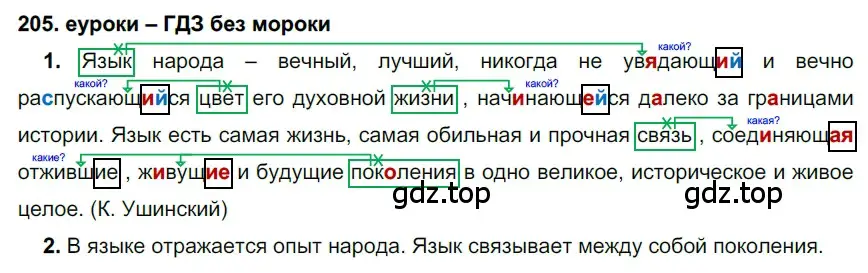 Решение 2. номер 205 (страница 74) гдз по русскому языку 7 класс Разумовская, Львова, учебник