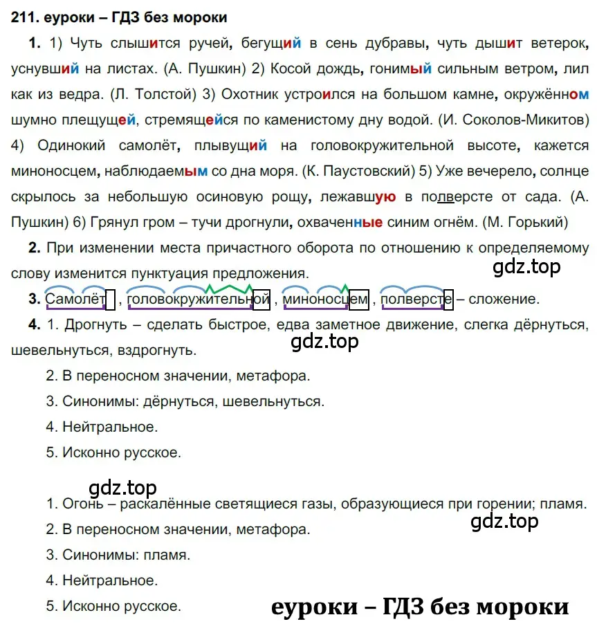 Решение 2. номер 211 (страница 76) гдз по русскому языку 7 класс Разумовская, Львова, учебник