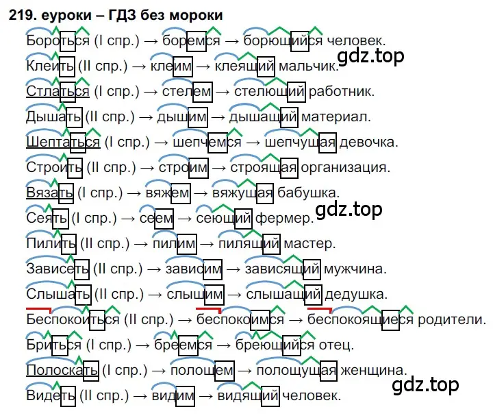 Решение 2. номер 219 (страница 81) гдз по русскому языку 7 класс Разумовская, Львова, учебник