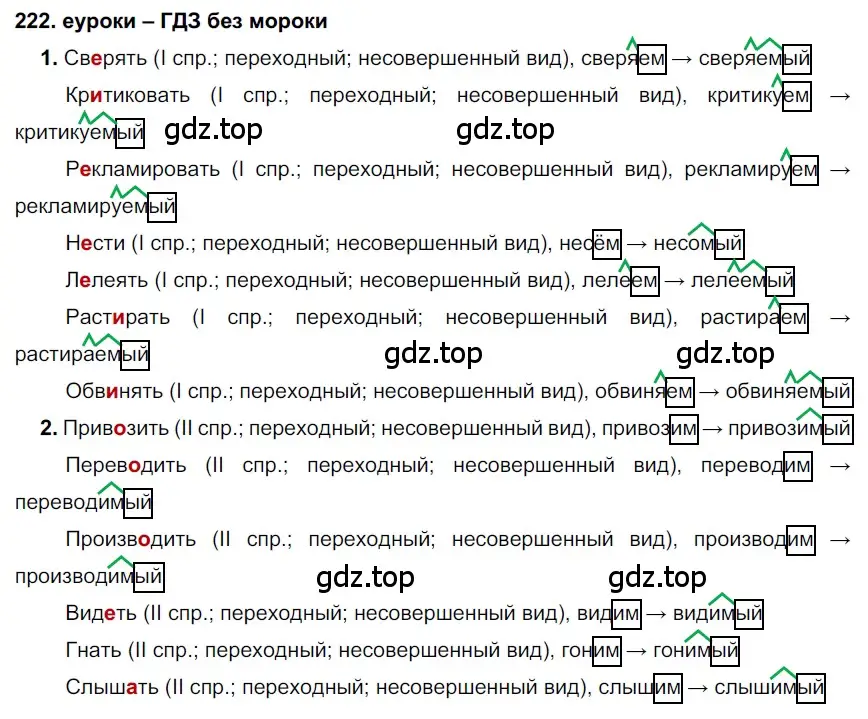 Решение 2. номер 222 (страница 82) гдз по русскому языку 7 класс Разумовская, Львова, учебник