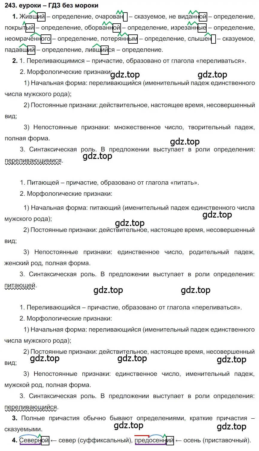 Решение 2. номер 243 (страница 89) гдз по русскому языку 7 класс Разумовская, Львова, учебник