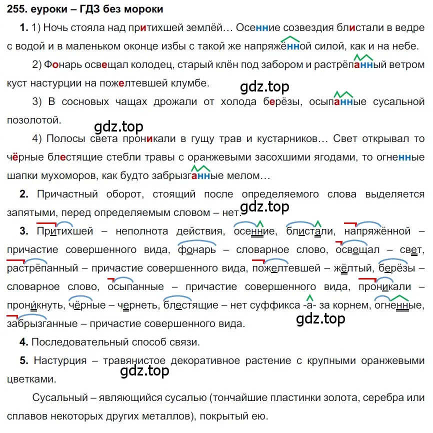 Решение 2. номер 255 (страница 94) гдз по русскому языку 7 класс Разумовская, Львова, учебник