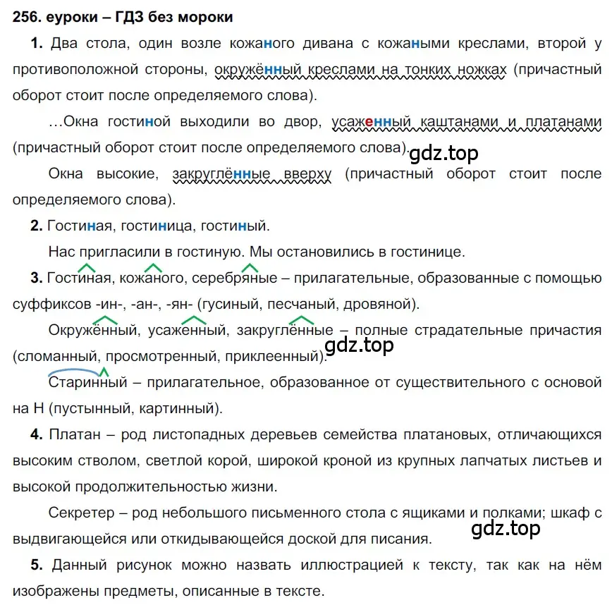 Решение 2. номер 256 (страница 94) гдз по русскому языку 7 класс Разумовская, Львова, учебник