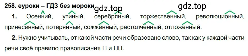 Решение 2. номер 258 (страница 95) гдз по русскому языку 7 класс Разумовская, Львова, учебник