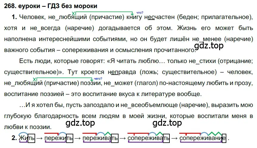 Решение 2. номер 268 (страница 99) гдз по русскому языку 7 класс Разумовская, Львова, учебник