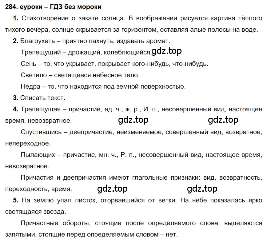 Решение 2. номер 284 (страница 106) гдз по русскому языку 7 класс Разумовская, Львова, учебник