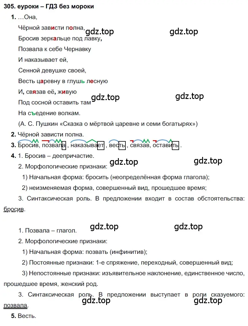 Решение 2. номер 305 (страница 115) гдз по русскому языку 7 класс Разумовская, Львова, учебник