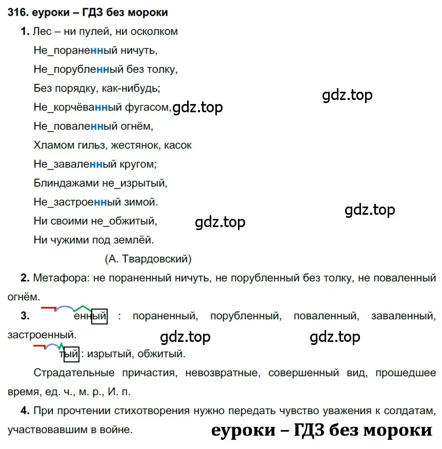 Решение 2. номер 316 (страница 120) гдз по русскому языку 7 класс Разумовская, Львова, учебник