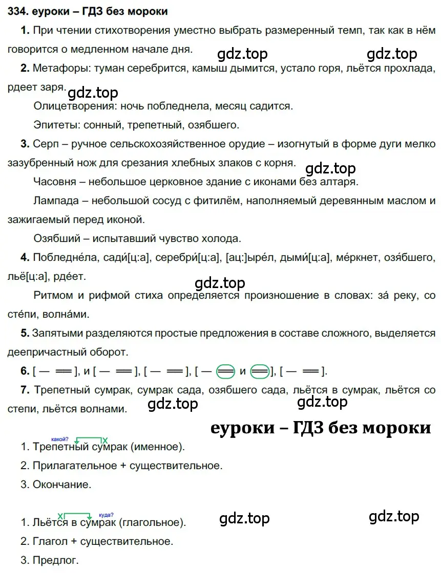 Решение 2. номер 334 (страница 126) гдз по русскому языку 7 класс Разумовская, Львова, учебник