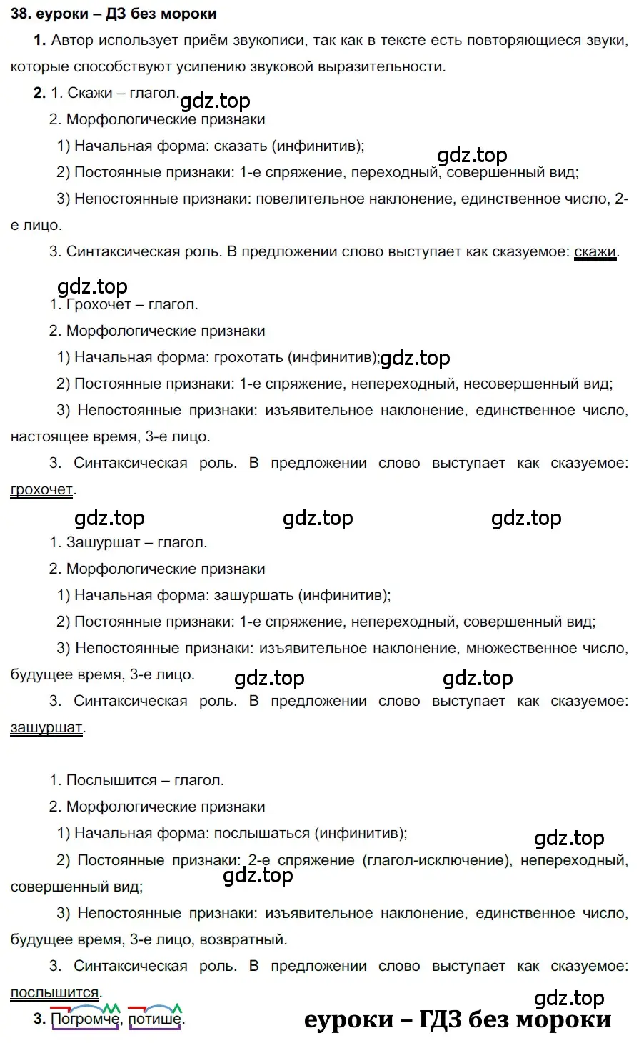 Решение 2. номер 38 (страница 19) гдз по русскому языку 7 класс Разумовская, Львова, учебник