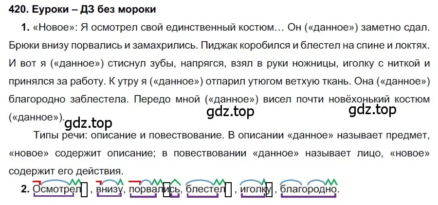 Решение 2. номер 420 (страница 159) гдз по русскому языку 7 класс Разумовская, Львова, учебник