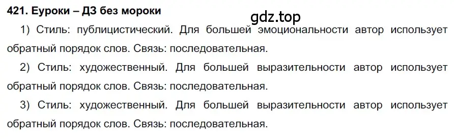 Решение 2. номер 421 (страница 160) гдз по русскому языку 7 класс Разумовская, Львова, учебник