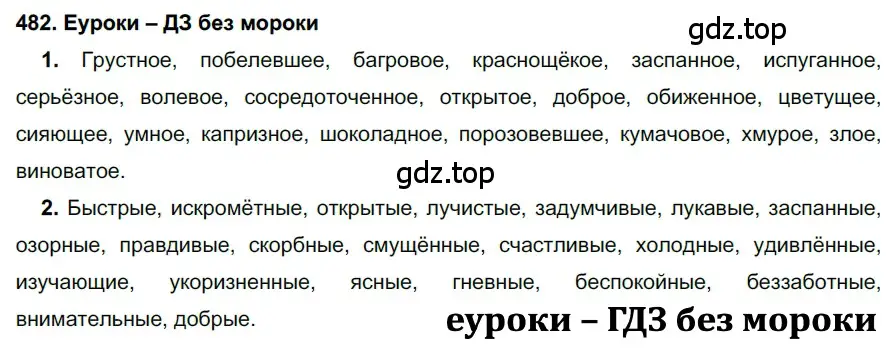 Решение 2. номер 482 (страница 184) гдз по русскому языку 7 класс Разумовская, Львова, учебник