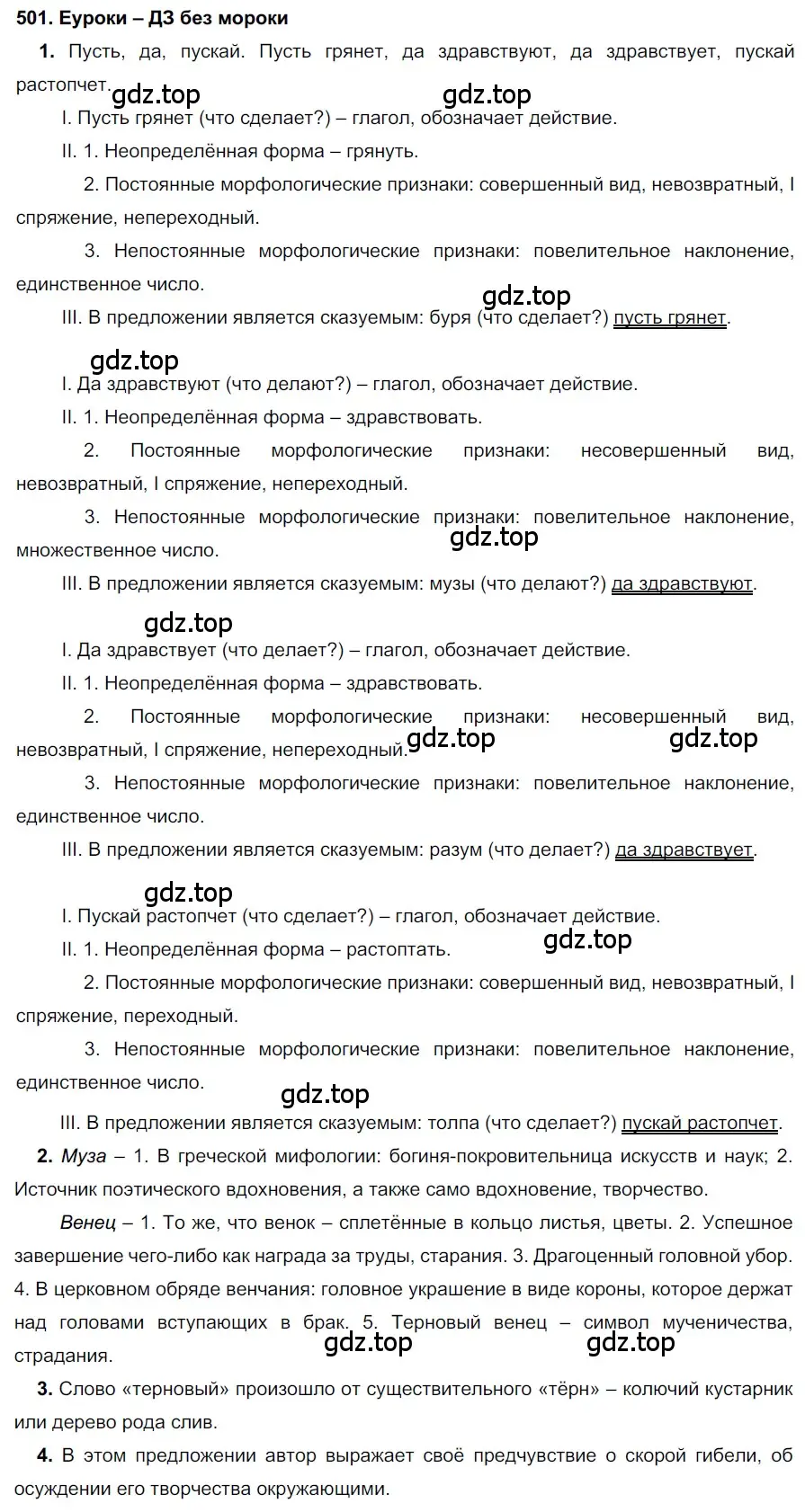 Решение 2. номер 501 (страница 190) гдз по русскому языку 7 класс Разумовская, Львова, учебник