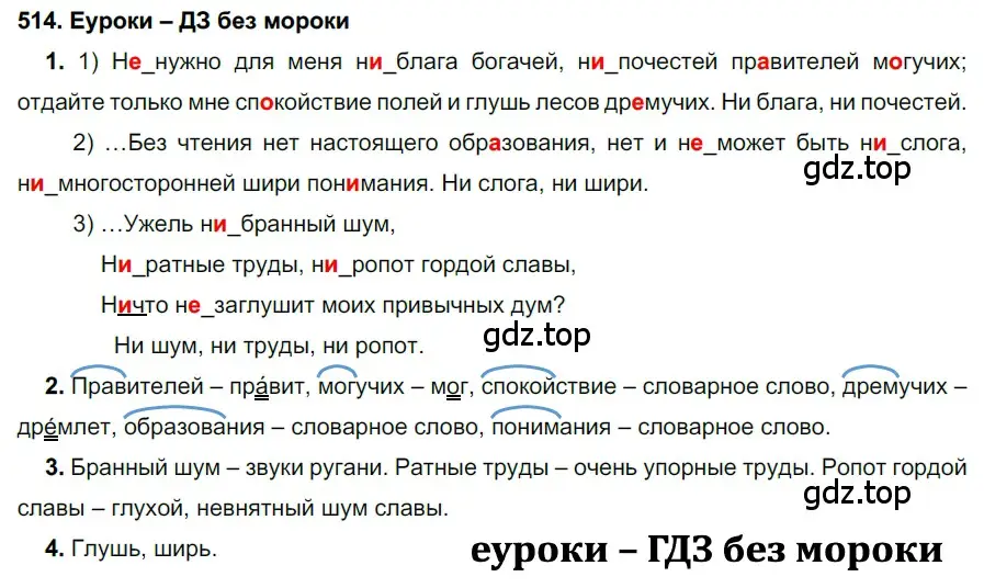 Решение 2. номер 514 (страница 196) гдз по русскому языку 7 класс Разумовская, Львова, учебник