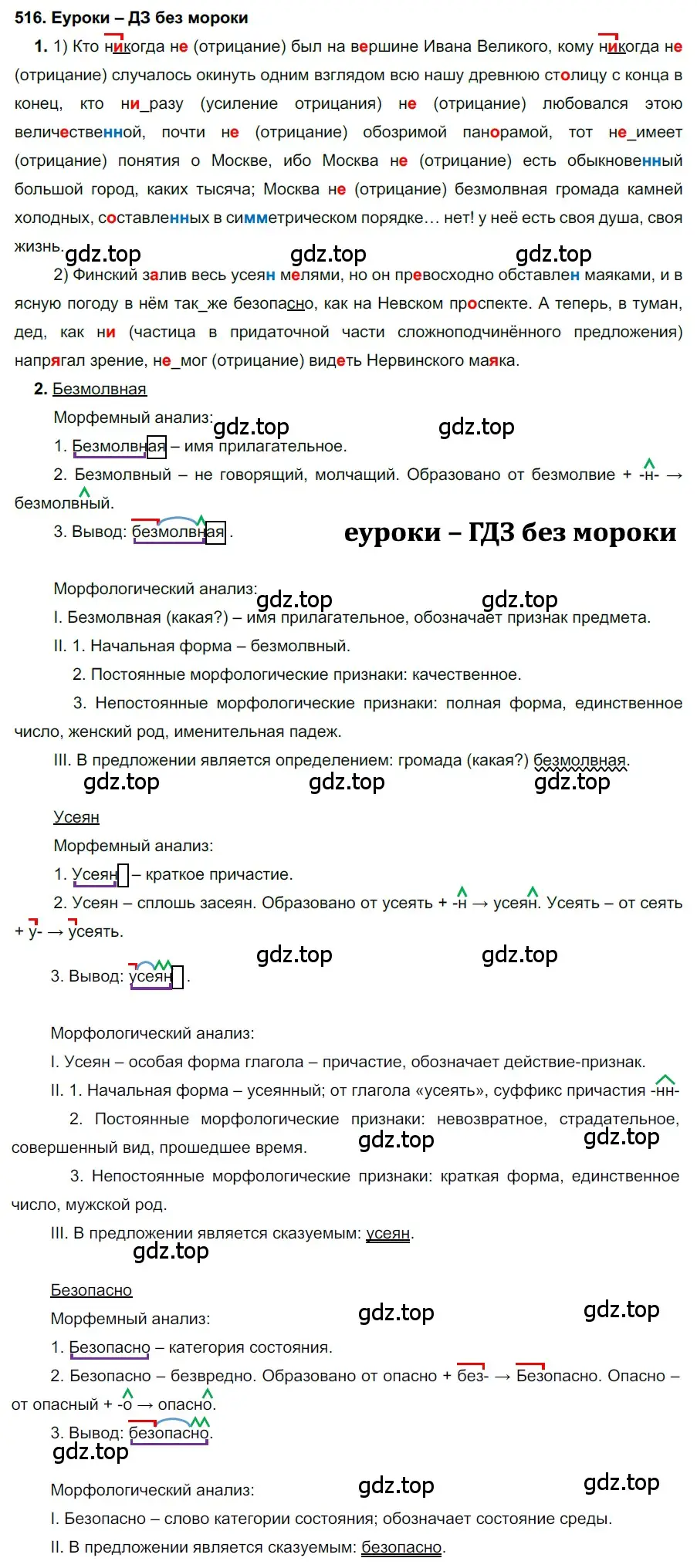 Решение 2. номер 516 (страница 196) гдз по русскому языку 7 класс Разумовская, Львова, учебник