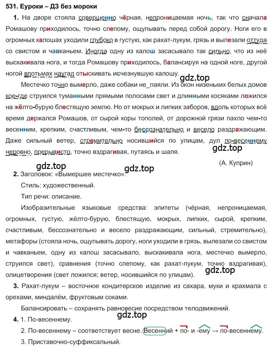 Решение 2. номер 531 (страница 204) гдз по русскому языку 7 класс Разумовская, Львова, учебник