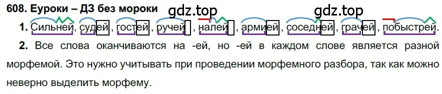 Решение 2. номер 608 (страница 231) гдз по русскому языку 7 класс Разумовская, Львова, учебник