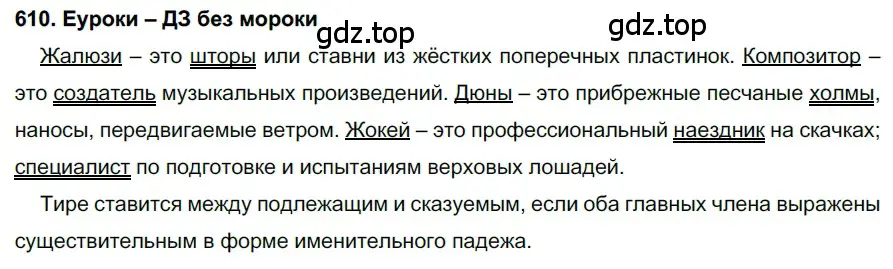 Решение 2. номер 610 (страница 231) гдз по русскому языку 7 класс Разумовская, Львова, учебник