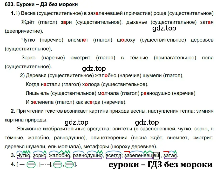 Решение 2. номер 623 (страница 235) гдз по русскому языку 7 класс Разумовская, Львова, учебник