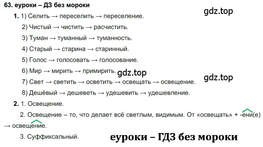 Решение 2. номер 63 (страница 26) гдз по русскому языку 7 класс Разумовская, Львова, учебник