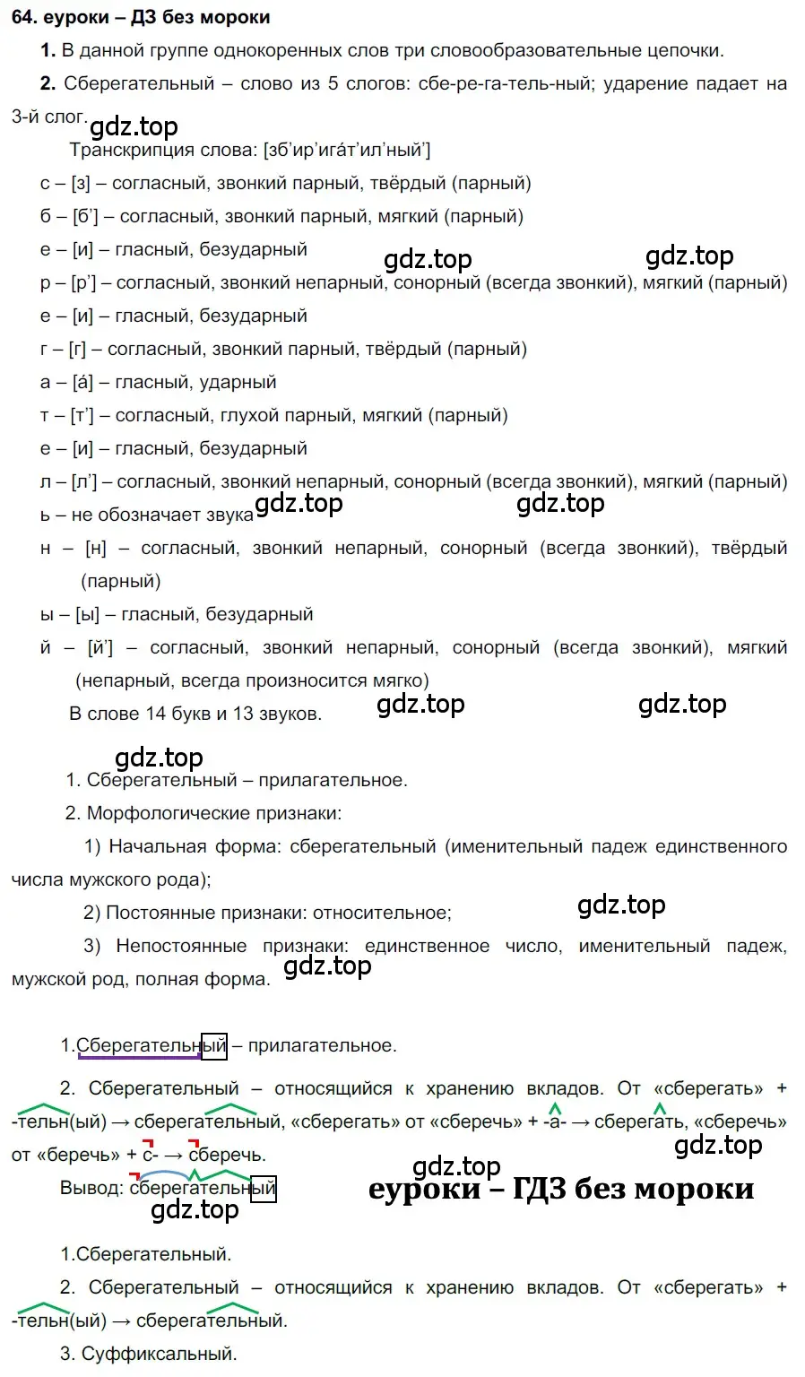 Решение 2. номер 64 (страница 26) гдз по русскому языку 7 класс Разумовская, Львова, учебник