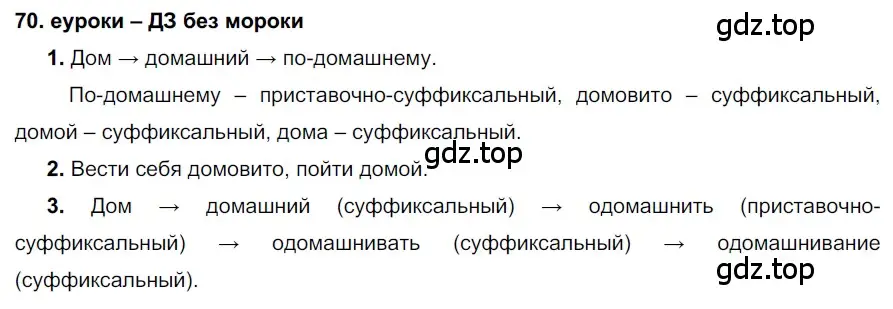 Решение 2. номер 70 (страница 27) гдз по русскому языку 7 класс Разумовская, Львова, учебник