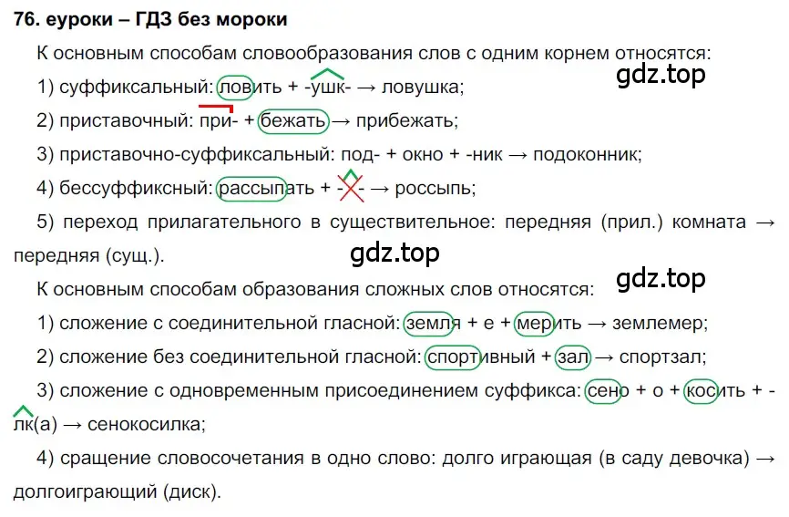 Решение 2. номер 76 (страница 29) гдз по русскому языку 7 класс Разумовская, Львова, учебник