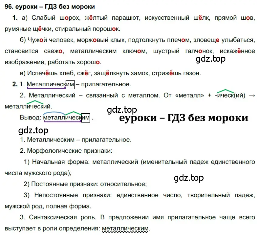 Решение 2. номер 96 (страница 37) гдз по русскому языку 7 класс Разумовская, Львова, учебник