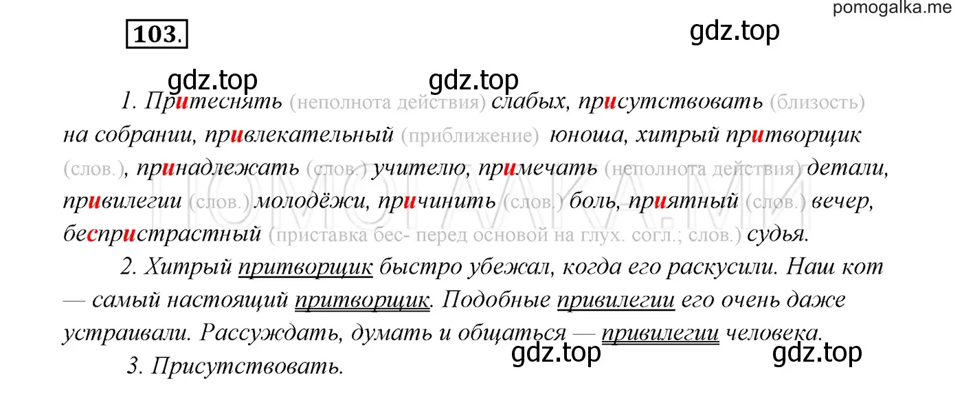 Решение 3. номер 103 (страница 39) гдз по русскому языку 7 класс Разумовская, Львова, учебник