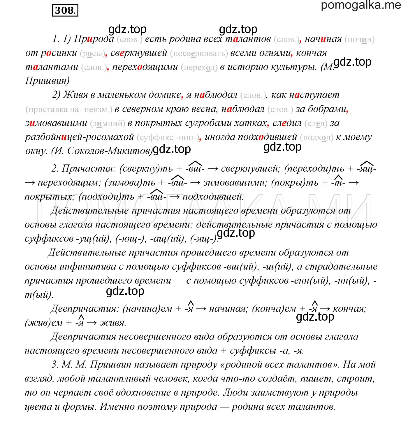 Решение 3. номер 308 (страница 116) гдз по русскому языку 7 класс Разумовская, Львова, учебник