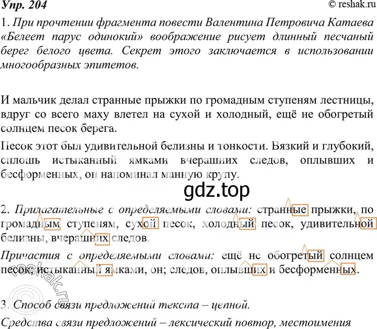 Решение 4. номер 204 (страница 74) гдз по русскому языку 7 класс Разумовская, Львова, учебник