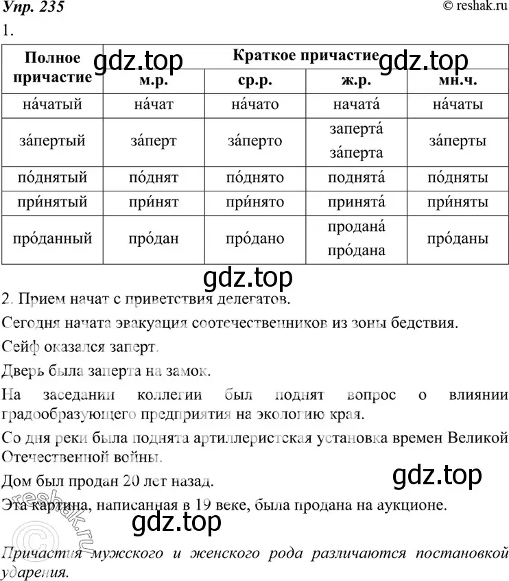 Решение 4. номер 235 (страница 86) гдз по русскому языку 7 класс Разумовская, Львова, учебник