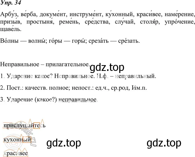 Решение 4. номер 34 (страница 17) гдз по русскому языку 7 класс Разумовская, Львова, учебник