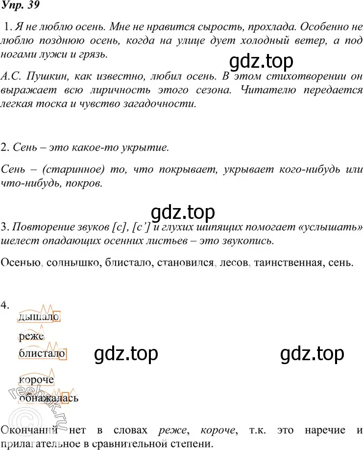 Решение 4. номер 39 (страница 19) гдз по русскому языку 7 класс Разумовская, Львова, учебник