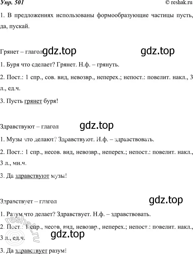 Решение 4. номер 501 (страница 190) гдз по русскому языку 7 класс Разумовская, Львова, учебник