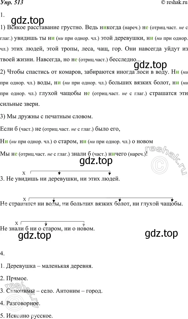 Решение 4. номер 513 (страница 195) гдз по русскому языку 7 класс Разумовская, Львова, учебник