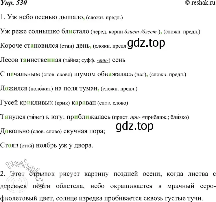 Решение 4. номер 530 (страница 203) гдз по русскому языку 7 класс Разумовская, Львова, учебник