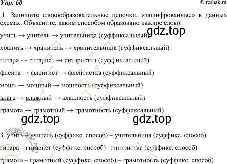 Решение 4. номер 60 (страница 25) гдз по русскому языку 7 класс Разумовская, Львова, учебник