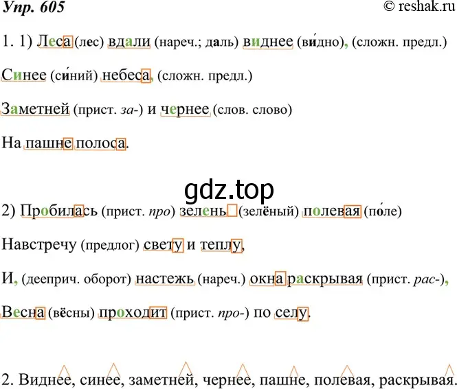 Решение 4. номер 605 (страница 230) гдз по русскому языку 7 класс Разумовская, Львова, учебник